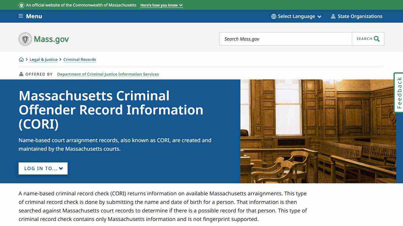 Massachusetts Criminal Offender Record Information (CORI) | Mass.gov